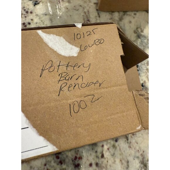 Vtg Pottery Barn Silver-Plated Reindeer Figurine Red Ribbon holiday tree decor - Picture 8 of 9